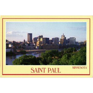 Saint Paul Minnesota Skyline Mississippi River Harriet Island Postcard Vintage